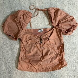 INTERMIX Puff Sleeve Blouse in Peach